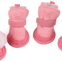 YILEGOU - Botas de nieve para perro, zapatos para cachorro, zapatos para pavimento caliente, con correas ajustables, suela antideslizante, protectores de patas para Teddy Chihuahua Poodle Cat rosa, paquete de 4 - BESTMASCOTA.COM