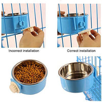 RUBYHOME Comedero para perros, cuenco de agua para mascotas, cuenco de plástico 2 en 1 y cuenco de acero inoxidable, cuenco extraíble para colgar gatos, conejos, pájaros, comida, cuenco perfecto para cajas y jaulas - BESTMASCOTA.COM