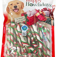 Pet Factory 90005 5" Rawhide Canes de día festivo para perros con 2 Color cordones 30 unidades - BESTMASCOTA.COM