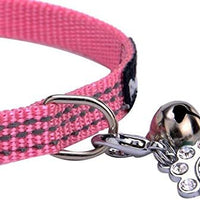 Collar de seguridad de nailon reflectante para gato, collar ajustable, con campanilla y y adorno de huella de la marca Bingpet - BESTMASCOTA.COM