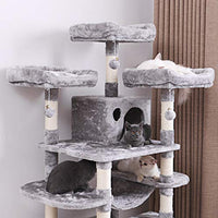 BEWISHOME MMJ03 - Hamaca grande para gatos con postes de sisal para arañar perchas, muebles de torre para gatos, centro de actividades para gatitos - BESTMASCOTA.COM