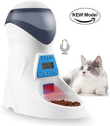 Jnwayb - Dispensador automático de alimentos para mascotas con cuenco de repuesto 6 comidas por día para perros, gatos y animales pequeños, control de porciones y temporizador de grabación de voz, baterías programables y adaptador de corriente - BESTMASCOTA.COM