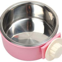 RUBYHOME Comedero para perros, cuenco de agua para mascotas, cuenco de plástico 2 en 1 y cuenco de acero inoxidable, cuenco extraíble para colgar gatos, conejos, pájaros, comida, cuenco perfecto para cajas y jaulas - BESTMASCOTA.COM