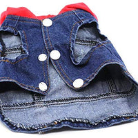 SILD Pet Clothes Dog Jeans Jacket Cool Blue Denim Coat Small Medium Dogs Lapel Vests Classic Hoodies Puppy Blue Vintage Washed Clothes - BESTMASCOTA.COM