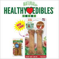 Nylabone saludables comestibles asados carne de vacuno sabor perro dulces | todos los natural sin granos perros dulces hechos en los Estados Unidos sólo | Pequeño y grande perro masticar dulces | 2 unidades - BESTMASCOTA.COM