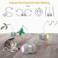 Pelota de juguete interactiva para gatos, movimiento automático irregular, con batería de gran capacidad, juguete para gatos, pájaros y muelles (blanco) - BESTMASCOTA.COM