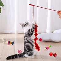 upsimples Cat Toys Including Cat Teaser Wand Interactive Feather Toy Fluffy Mouse Mylar Crinkle Balls Catnip Pillow for Kitten Kitty - BESTMASCOTA.COM