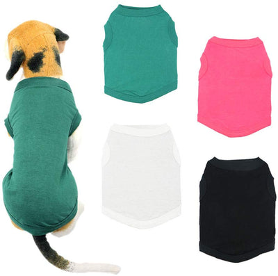 YAODHAOD camisetas de color sólido para perro, ropa de algodón, suave y transpirable, camisas para perro, ropa para perros pequeños, extra pequeños, medianos y gatos, 4 unidades - BESTMASCOTA.COM