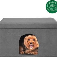 Cama para perro Furhaven, casa de fieltro para mascotas, refugio privado y taburete otomano plegable para sala de estar, para gatos y perros pequeños, disponible en varios colores y estilos - BESTMASCOTA.COM