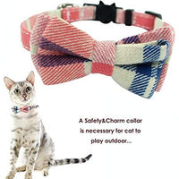 Collar de gato con capucha y pajarita, diseño a cuadros ajustable de seguridad Kitty Kitten Collares (6.8-10.8in) - BESTMASCOTA.COM