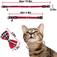 Collar de gato con capucha y pajarita, diseño a cuadros ajustable de seguridad Kitty Kitten Collares (6.8-10.8in) - BESTMASCOTA.COM