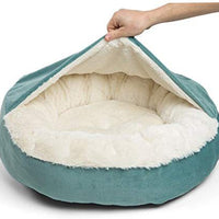 Cama acogedora Best Friends by Sheri, cama de lujo para perros y gatos con cobija, cálida y segura. Brinda apoyo para la cabeza, el cuello y las articulaciones, lavable a máquina, parte inferior resistente al agua - BESTMASCOTA.COM