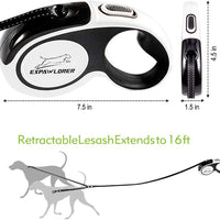EXPAWLORER Correa retráctil doble para perro – Correa extensible de doble cabeza con bloqueo – Cinta de nailon reflectante de 16.0 ft – 360 ° libre de enredos para dos perros caminando entrenamiento, hasta 160 libras en total, 80 libras cada uno - BESTMASCOTA.COM