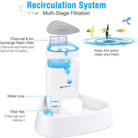 isYoung Fuente de agua LED para mascotas, dispensador de agua para mascotas, ultrasilencioso, automático, con flujo de agua ajustable y filtro de carbón activado para perros, gatos, pájaros y animales pequeños - BESTMASCOTA.COM