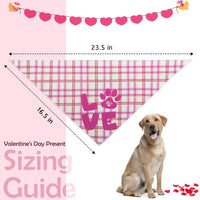 SCENEREAL Dog Bandanas Valentine's Day 2 Pack - Cute Triangle Scarf Pet Holiday Costume, Red Heart and Pink Plaid with Love Design for Dogs - BESTMASCOTA.COM