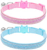 OFPUPPY Collar de gato con campana, 2 piezas, collar ajustable seguro para mascota, collar de terciopelo con diamantes de imitación - BESTMASCOTA.COM