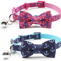 azuza Collar para gato con campana, collar ajustable para gato con pajarita, collares de seguridad para gatos, paquete de 2 - BESTMASCOTA.COM