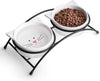 Y YHY cuencos elevados de cerámica para gatos, cuencos de agua o comida para gatos, platos dobles con soporte de metal, diseño de orejas de gato, 12 onzas - BESTMASCOTA.COM