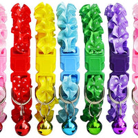 Flyup collares para gato, 7 piezas collar para gatito con hebilla de liberación de seguridad y campana, encaje colorido - BESTMASCOTA.COM