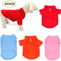 TOLOG - Juego de 4 camisetas para perros y cachorros para perros pequeños, medianos, grandes, de algodón, suave y transpirable - BESTMASCOTA.COM