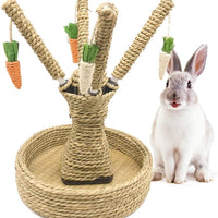 Hamiledyi Conejo de juguete para masticar, ratán, hierba, rascador, árbol de escalada, árbol de diversión, zanahoria, juguetes para animales pequeños - BESTMASCOTA.COM