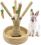 Hamiledyi Conejo de juguete para masticar, ratán, hierba, rascador, árbol de escalada, árbol de diversión, zanahoria, juguetes para animales pequeños - BESTMASCOTA.COM