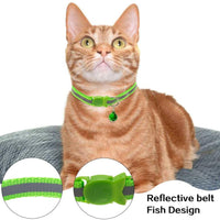 SCIROKKO - 6 collares reflectantes para gato con campana – diseño de hebilla de pescado ajustable y collar para gatito y cachorro - BESTMASCOTA.COM