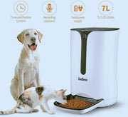 Balimo Alimentador automático inteligente para mascotas para gato y perro, 7L/1,85USGAL dispensador de alimentos con alarmas de distribución, control de porciones, grabadora de voz, temporizador programable para hasta 4 comidas por día - BESTMASCOTA.COM