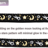 Cat Harness and Leash Set for Outdoor Walking Escape Proof Adjustable Soft Safety Strap with Golden Star and Moon Design Glow in The Dark - BESTMASCOTA.COM