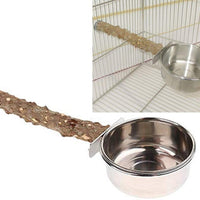 Rluii Parrot Bird Natural Wood Stand Perch Swing/Stainless Steel Parrot Cup/Parrot Parakeet Cockatiel Cage Food Box Water Cup Stainless Steel Pet Bird Feeder Bowl Birdcage Accessories - BESTMASCOTA.COM