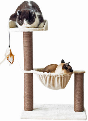 Catry, hamaca para árbol de gatos con postes de sisal natural y plumas para gatitos - BESTMASCOTA.COM