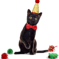 Gejoy - Juego de 12 juguetes de Navidad para gatos, incluye bolsa de cordón de Navidad, collar de gato, bola arrugada, caramelo, juguete giratorio rojo, árbol de Navidad de felpa, caña de gato - BESTMASCOTA.COM