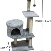 FISH&NAP Cat Tree Cat Tower Cat Condo Sisal Scratching Posts with Jump Platform Cat Furniture Activity Center Play House Grey - BESTMASCOTA.COM