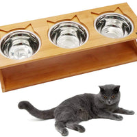 Petsoigné - Mesa de comedor para mascotas con soporte elevado de madera para mascotas, cuencos elevados con soporte oblicuo para comer más cómodamente para gatos, perros, gatitos y cachorros - BESTMASCOTA.COM