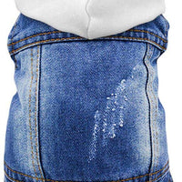 SILD Pet Clothes Dog Jeans Jacket Cool Blue Denim Coat Small Medium Dogs Lapel Vests Classic Hoodies Puppy Blue Vintage Washed Clothes - BESTMASCOTA.COM