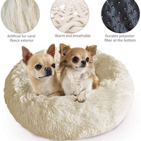 Docatgo Cama para mascotas, cama para gato de donut, lujosa cama de piel sintética para perro y gato (redonda) - BESTMASCOTA.COM