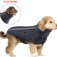 SlowTon - Abrigo de invierno para perro, cálido forro polar para perro, chaqueta exterior con cuello alto y bufanda reflectante, a rayas, ajustable, impermeable, resistente al viento, chaleco suave para cachorros - BESTMASCOTA.COM