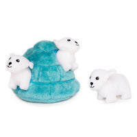 ZippyPaws – Zoo Friends Burrow, interactivo Squeaky Hide y buscar peluche perro juguete, oso polar iglú - BESTMASCOTA.COM