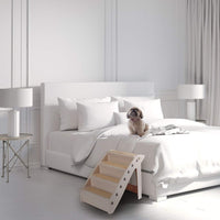 Flexzion Escaleras plegables para perro y gato, portátil, de plástico, Para camas altas, de interior y exterior, Fácil de guardar y decorativo, Beige - BESTMASCOTA.COM