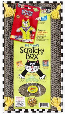 Petmate FATCAT Big Mama's Scratchy Box Cardboard Cat Scratcher Catnip and Toy Included - BESTMASCOTA.COM