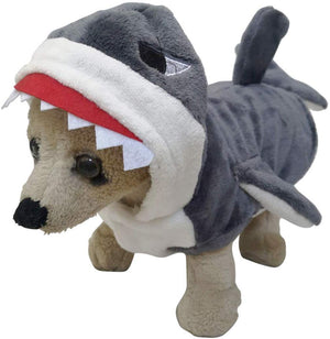 Mogoko - Disfraz de tiburón para perro, gato o gato, para Halloween, Navidad, disfraces, disfraz de tiburón azul Adorable, con capucha y forro polar - BESTMASCOTA.COM