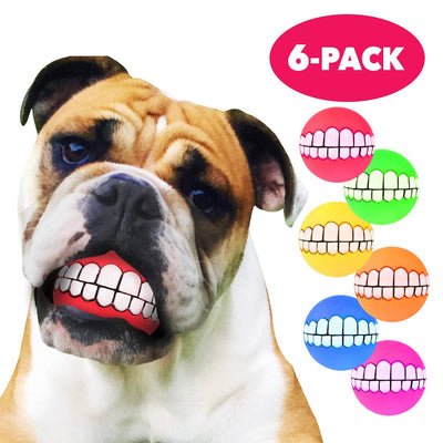 HAWWWY bolas divertidas para perro, bola divertida para perro con diseño de dientes y chirriador, goma termoplastificada no tóxica, juguete para masticar dientes, bola sonriente chirriante, juguetes sonrientes para mascotas, lindos regalos para perros, pa - BESTMASCOTA.COM