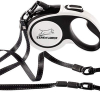 EXPAWLORER Correa retráctil doble para perro – Correa extensible de doble cabeza con bloqueo – Cinta de nailon reflectante de 16.0 ft – 360 ° libre de enredos para dos perros caminando entrenamiento, hasta 160 libras en total, 80 libras cada uno - BESTMASCOTA.COM