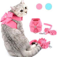 Zunea - Arnés para gato, sin tirar, de piel de ante suave, ajustable, con diamantes de imitación, a prueba de fugas, para caminar - BESTMASCOTA.COM