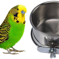Pet Bird Alimentos Alimentación y agua potable Hanging Cup Clamp Holder acero inoxidable Bowl para colgar Parrot Macaw africana grises Budgies Periquito Cockatiels Conure Lovebirds Finch Paloma Jaula - BESTMASCOTA.COM
