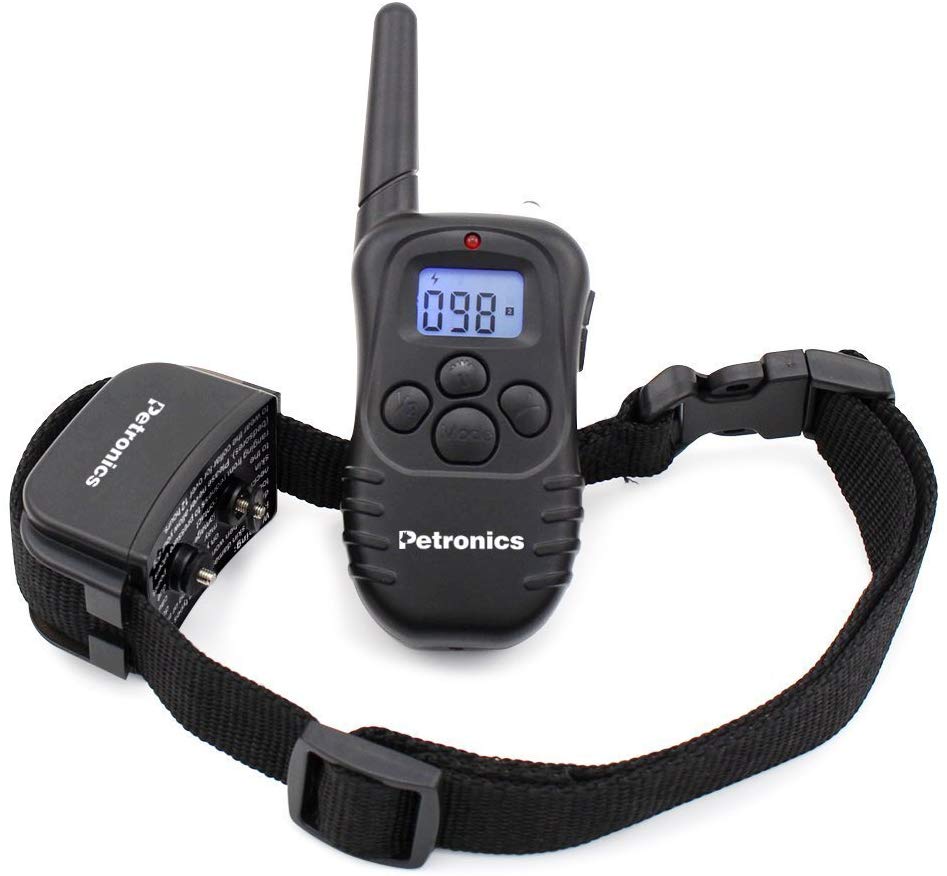 petronics 330 yards recargables Shock Collar con mando a distancia, Electronic Entrenamiento del perro collar de entrenamiento para perro grande con Static Shock, vibración, pitido y luz - BESTMASCOTA.COM