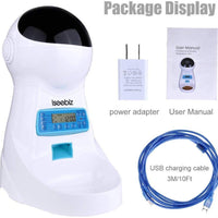 Iseebiz - Comedero automático para gatos, dispensador de comida para mascotas de 3 litros, para perros de gatos medianos y grandes, 4 comidas, grabadora de voz y temporizador, programable, control de porciones - BESTMASCOTA.COM