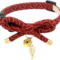 PetSoKoo - Collar para gato con campana Elegante lazo con colgante de hueso de pez. Rotura de seguridad, peso ligero, suave, duradero. - BESTMASCOTA.COM