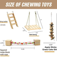 Supmaker Hamster Chew Toys, Guinea Pig Toys Natural Wooden Gerbil Rats Chinchillas Toys Accessories Dumbells Exercise Bell Roller Teeth Care Molar Toy for Birds Bunny Rabbits Gerbils - BESTMASCOTA.COM
