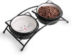 Y YHY cuencos elevados de cerámica para gatos, cuencos de agua o comida para gatos, platos dobles con soporte de metal, diseño de orejas de gato, 12 onzas - BESTMASCOTA.COM